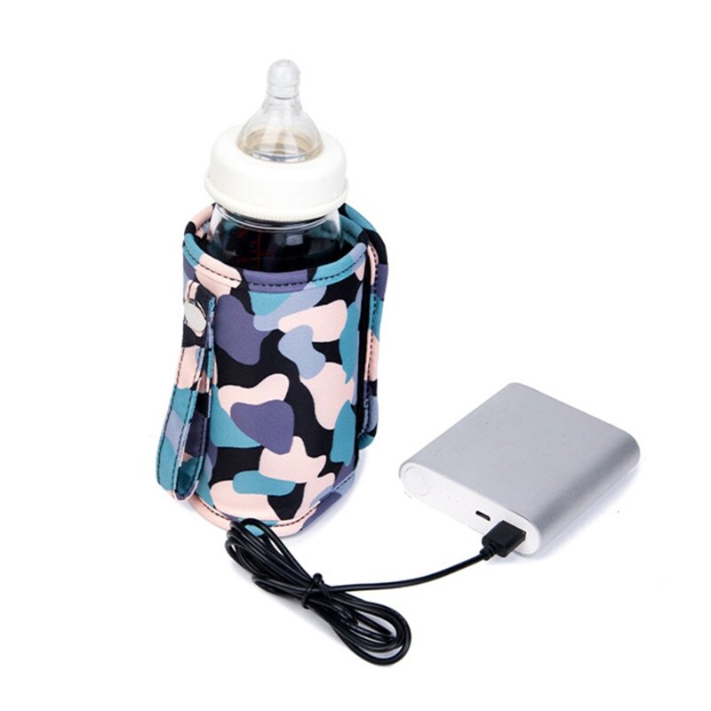Calentador de leche portátil para viaje, termostato de aislamiento para biberones de bebé, con USB, cubierta calentada para biberón de alimentación infantil
