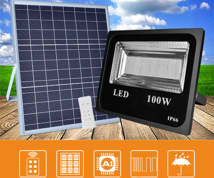 Светодиодный прожсветильник на солнечной батарее, 10 шт., 50 Вт, 100 Вт