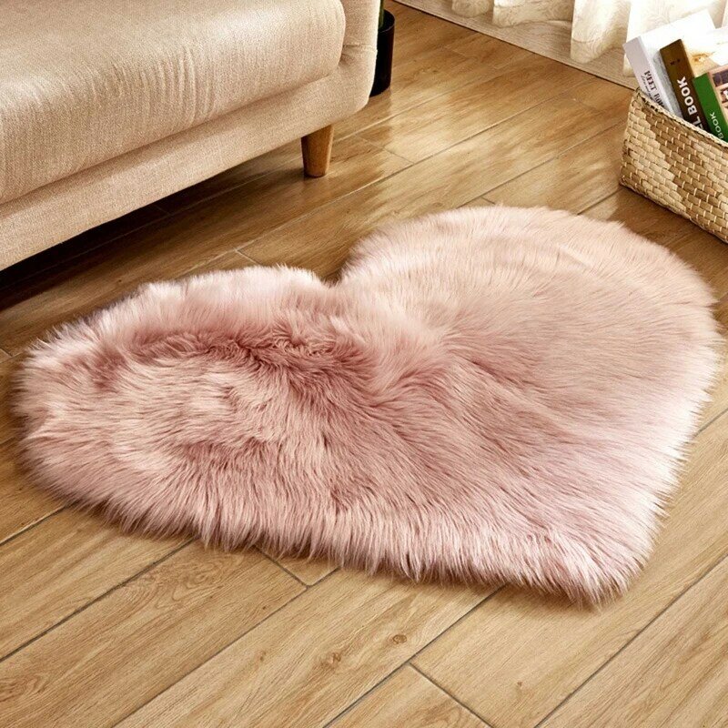 Newborn Photography Props Carpet Baby Love Heart Shape Fluffy Rug Anti Slip Faux Fur Floor Mat Home Bedroom Decor Photography
