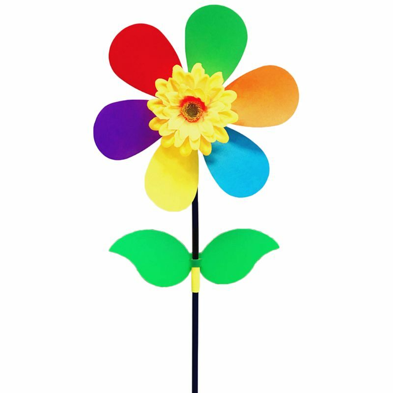 다채로운 해바라기 풍차 바람 스피너 바람개비 정원 마당 장식 어린이 DIY 장난감