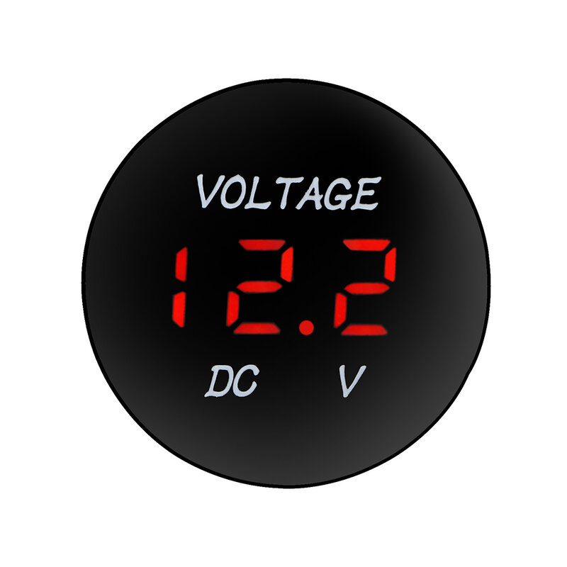 Voltmeter sepeda motor, Aksesori Mobil truk kendaraan pengukur tegangan LED Digatal Monitor peringatan keselamatan 24V 12V