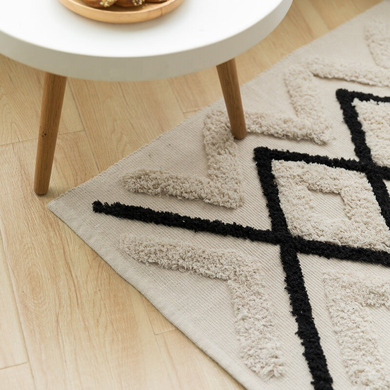 Nórdico moderno tecido mão tufted macio tapete sala de estar decoração da sua casa algodão tecido chão fancyoung decoração porta entrada esteiras