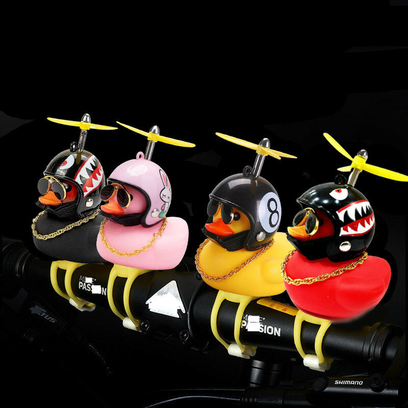 Bicycle Small Yellow Duck Motorcycle Decoration Airscrew Helmet Standing Duck Broken Wind Ducky For Bicycle Motor Riding Cycling