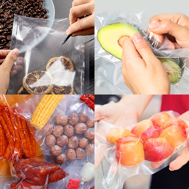 SEATAO-bolsas de vacío para alimentos frescos, sellador al vacío, larga duración, 12 + 15 + 20 + 25 + 28cm * 600cm, rollos/lote de bolsas para envasador al vacío