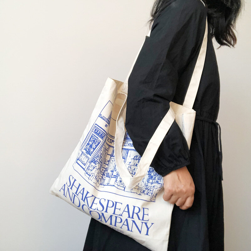 Холщовая Сумка на плечо для женщин, дамская сумочка для покупок из хлопчатобумажной ткани с принтом Шекспира, тоут для продуктов и книг для девочек