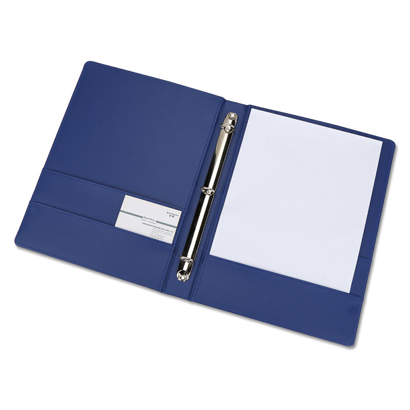 Kingfom-Classeur à anneaux en papier en cuir PU, dossier à 3 anneaux avec poche, porte-documents A4