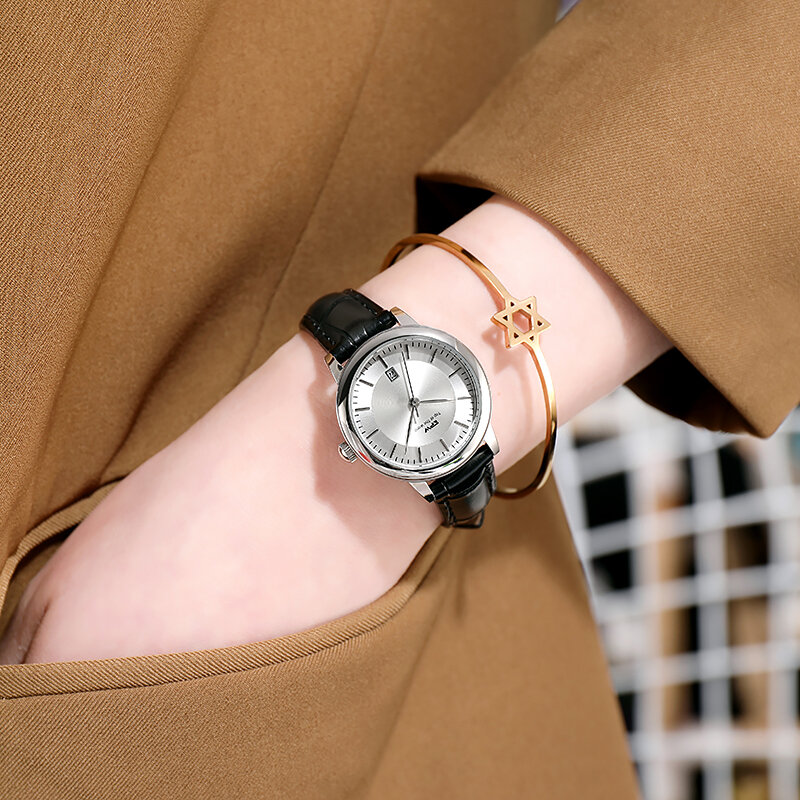 Reloj de negocios de oro rosa para mujer, pulsera elegante, vestido de lujo