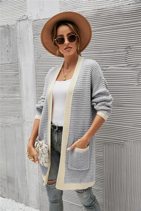 Casual Long Knitted Cardigan Women Tops Mujer Vintage Loose Sweater Coat Solid Oversized Jumper Korean Fashion Clothes