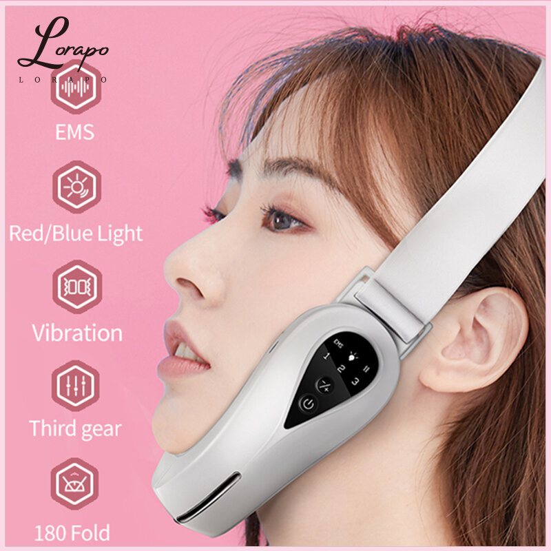 Ems Micro-Current Face-Lifting อุปกรณ์ LED Photon Therapy การสั่นสะเทือนนวด Double Chin V-Line ยก face-อุปกรณ์ยก
