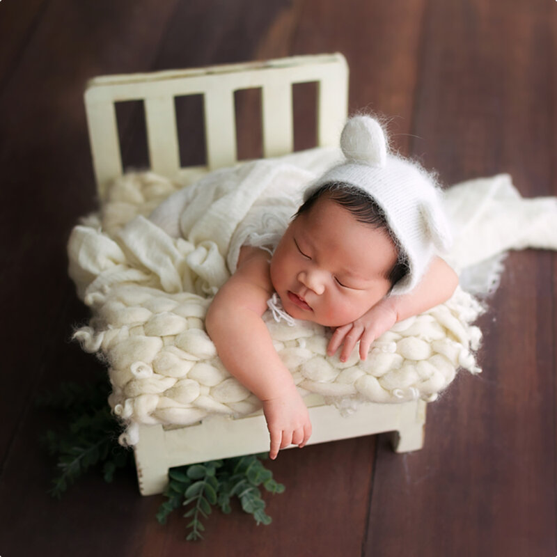 Fotografia noworodka Vintage drewniane łóżko Baby Photoshoot rekwizyty meble do studiów sesja zdjęciowa łóżeczko dziecięce Studio akcesoria