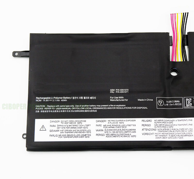 Bateria do portátil CP para ThinkPad, 14.8V, 46WH, 3110mAh, 45N1070, X1 Carbon Series, 3444, 3448, 3460 Series, Tablet