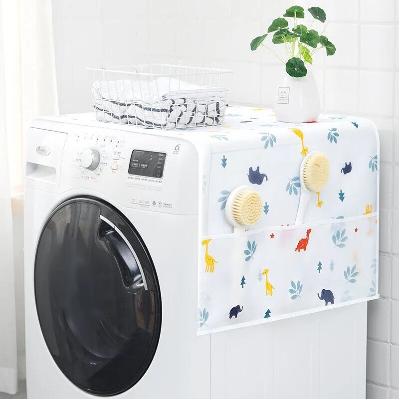 Cute Cartoon Print Dust Covers Washing Machine Covers Refrigerator organizer Fridge Dust Cover With Pocket Home Decor