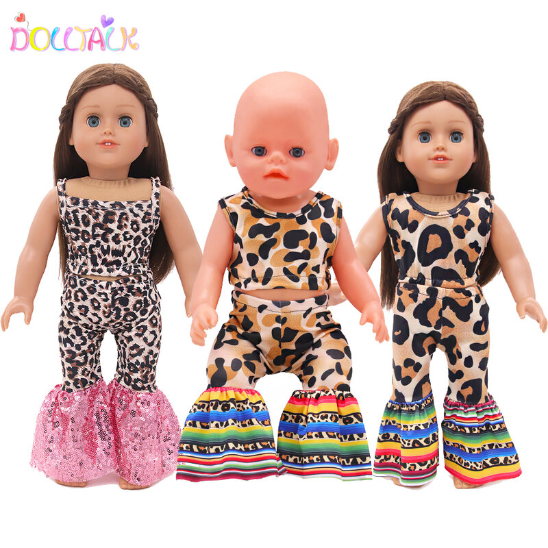 Boneca de leopardo sexy, verão, traje para 43cm, novas bonecas de bebê, roupas de personalidade, encaixa em 18 polegadas, brinquedo de bonecas americanas e diy