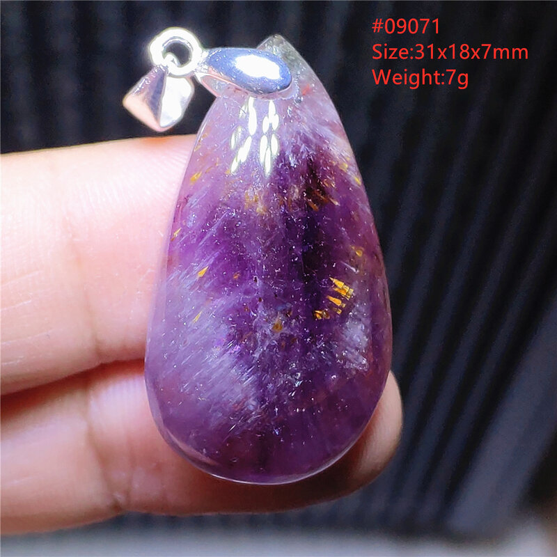 Top naturalny Auralite 23 fioletowo-czerwony wisiorek kanada kropla wody 25x17x8mm dla kobiet mężczyzn rzadko naszyjnik moda kamień AAAAA