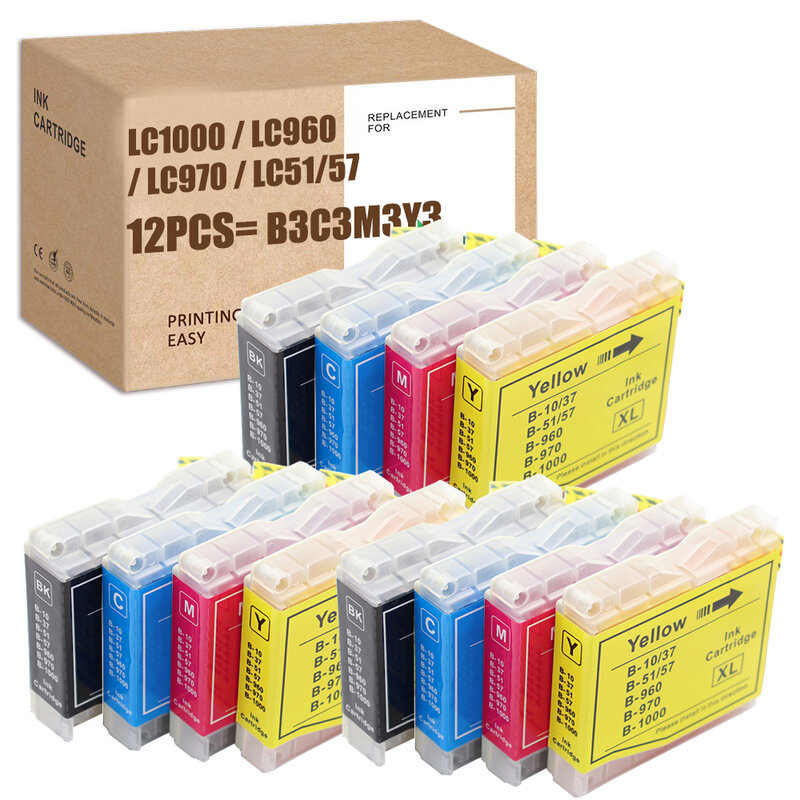 HS For Brother Ink Cartridge LC1000 LC970 LC-960 DCP-130C,DCP-353C,DCP-357C,DCP-540CN,DCP-560CN,MFC-440CN,MFC-465CN,MFC-5460CN