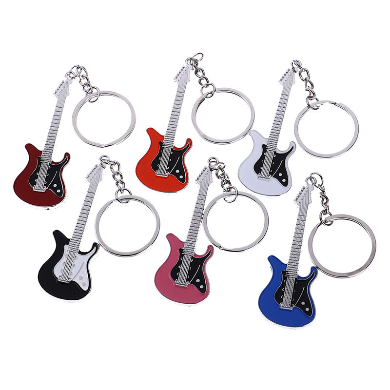 Mini Metall Klassische Elektrische Gitarre Keychain Schlüssel Auto Kette Gitarre Schlüssel Ring Musical Instruments Anhänger Für Mann Frauen 6 Farben