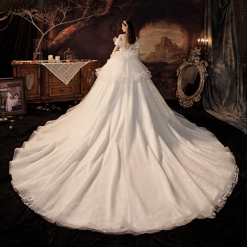 Sukienka ciążowa księżniczka suknia ciążowa Off ramię aplikacja przepiękna suknia balowa suknia ślubna luksusowa szata De Soiree