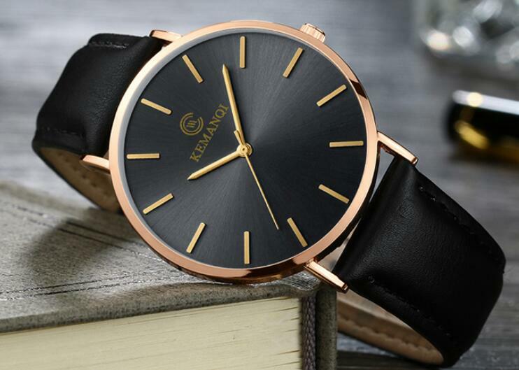 울트라 얇은 6.5mm 시계 남자의 우아한 패션 kemanqi 시계 간단한 비즈니스 남자 석영 시계 로마 남성 남성 시계 reloj