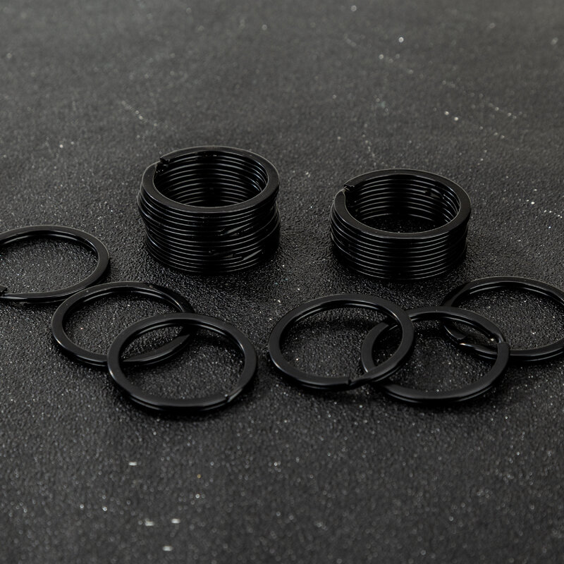 LLavero de Metal en blanco de 25, 28, 30, 32 y 35mm, anillo dividido negro, accesorios para llaveros DIY, 20 unidades por lote