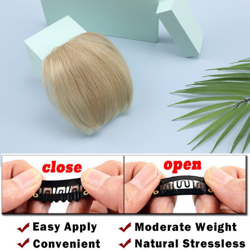 SEGO8G-extensiones de cabello humano brasileño Remy, Clips rectos en Mini flequillo, Color rubio, flecos delanteros
