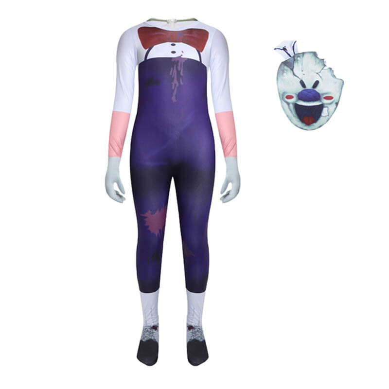 Terrify Ice Scream Performance Clothing One-piece Jumpsuit Girls Boys Dress Up Clothes Mr Meat Cosplay Mask Halloween Bodysuit