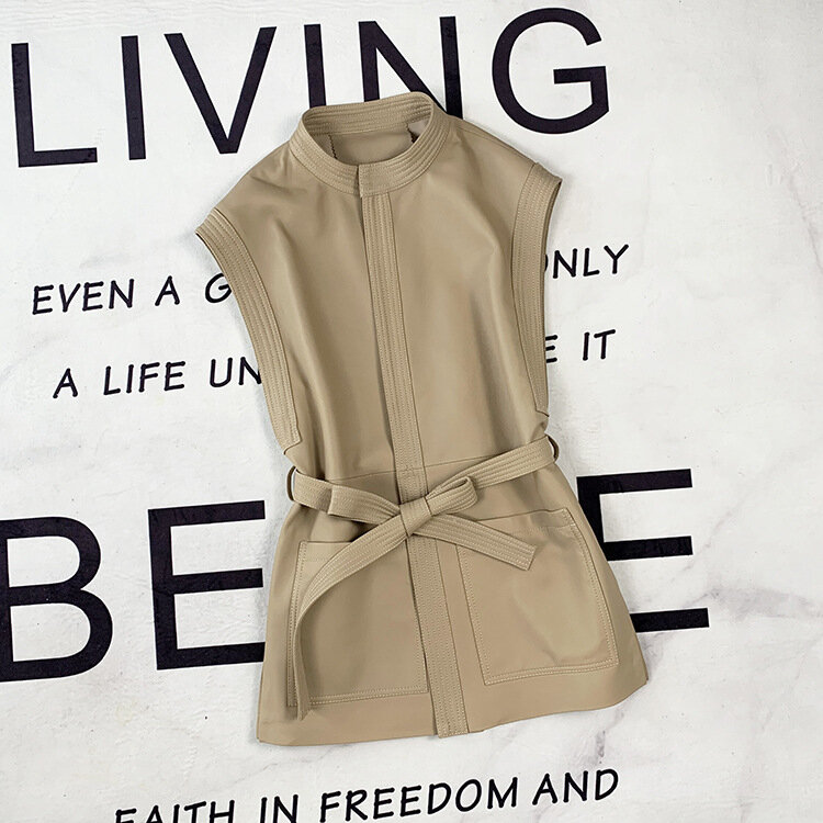 2023 New Arrival Women Fashion Simple Genuine Leather Vest