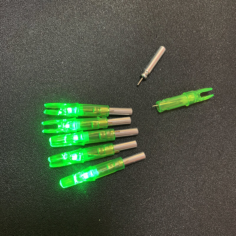 LED Brilhante Seta Nock para Composto e Recurvo Bow, Nocks iluminados para caça com arco e flecha, ID 6.2mm, 6pcs