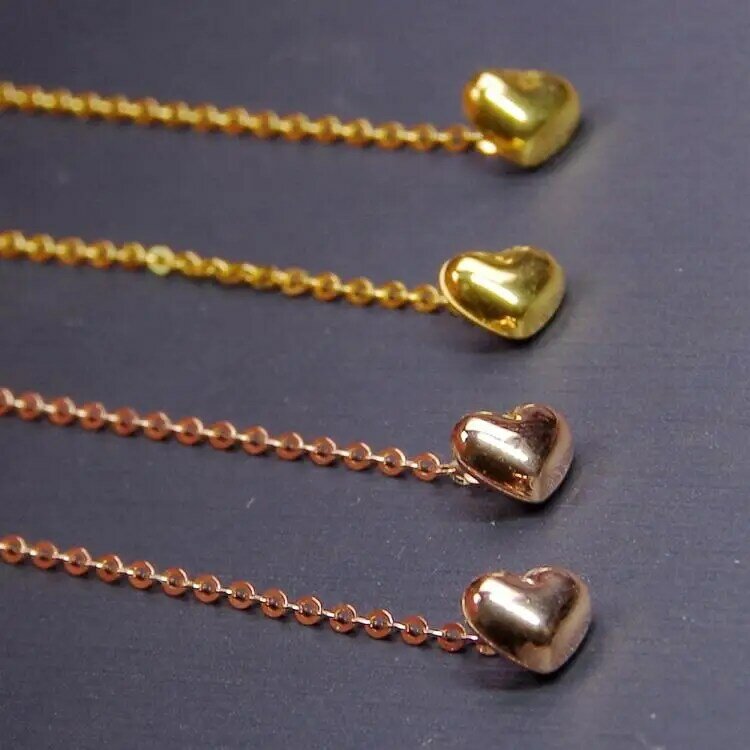 MADALENA SARARA Pure 18k Gold Simple Heart Dangle Women Earrings Pin