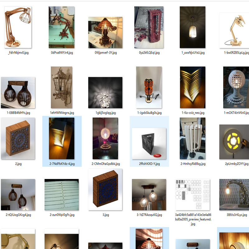 192 piezas de lámparas creativas, decoración, diseño del hogar, archivos de dibujo, archivos vectoriales 2D para corte láser CNC