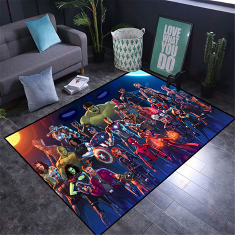 80x160cm Kids Play Mat US Captain/The Avenger Thick Carpet Mat for Living Room Doormat Flannel Print Bedroom Non-slip Floor Rug