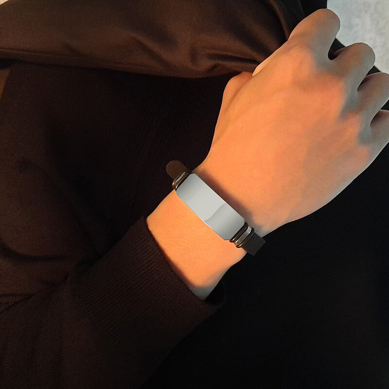 Vnox – bracelet personnalisé en acier inoxydable pour homme, bracelet en caoutchouc de Silicone, réglable, cadeau pour mari et famille, 15mm, décontracté