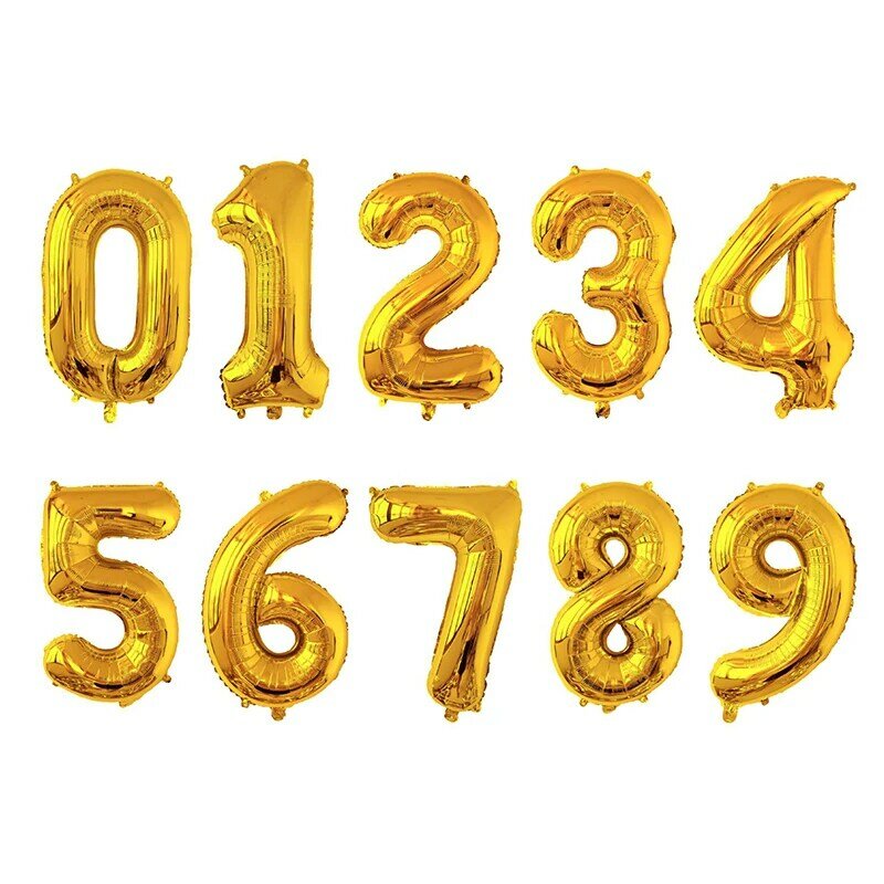 16/32 Inci Angka Foil Rose Gold Hijau Perak Berubah Warna Digital Perlengkapan Baby Shower Anak Laki-laki Balon Dekorasi Pesta Ulang Tahun