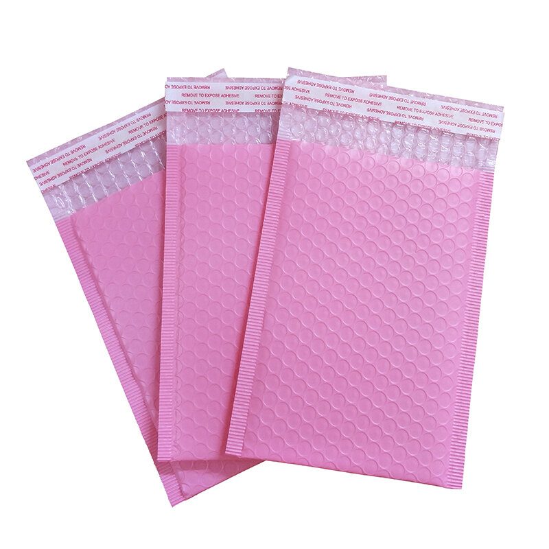 Sobre acolchado de burbujas de polietileno, bolsa de correo autosellada, color rosa claro, 17 tamaños, 10 piezas