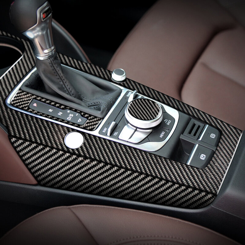 Estilo do carro adesivo de fibra de carbono para audi a3 8v s3 2014-2019 console gearshift quadro decorativo guarnição tiras acessórios interiores