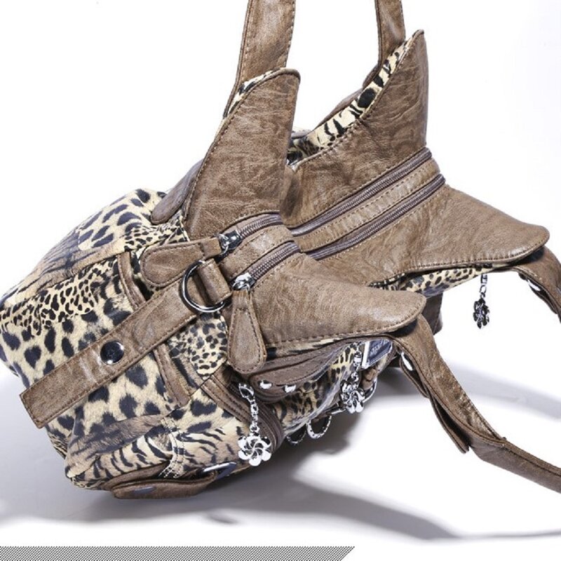 Angelkd'appareils-Sac à main léopard pour femmes, sacoche à poignée supérieure, fourre-tout Hobos
