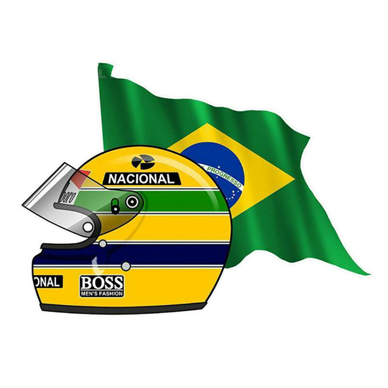 Cmct ayrton senna bandeira brasil capacete acessórios da motocicleta vinil windshield jdm jeep bicicleta fora de estrada rv a4 q3 polo carro adesivo