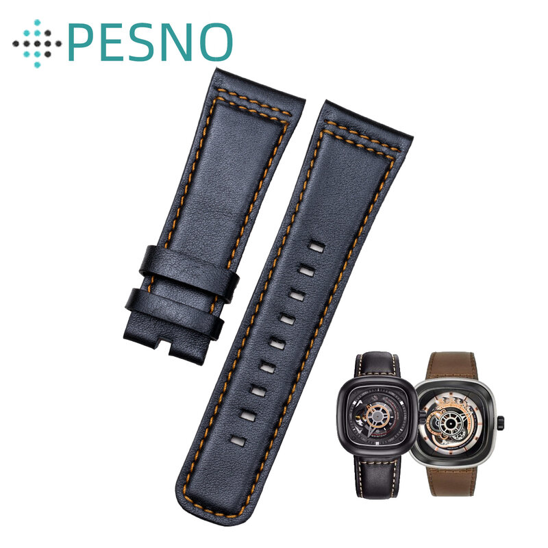 Pesno adequado para sevenfriday p1p2p3 pulseiras de relógio de couro genuíno pele bezerro pulseiras de relógio masculino accessorries cintos