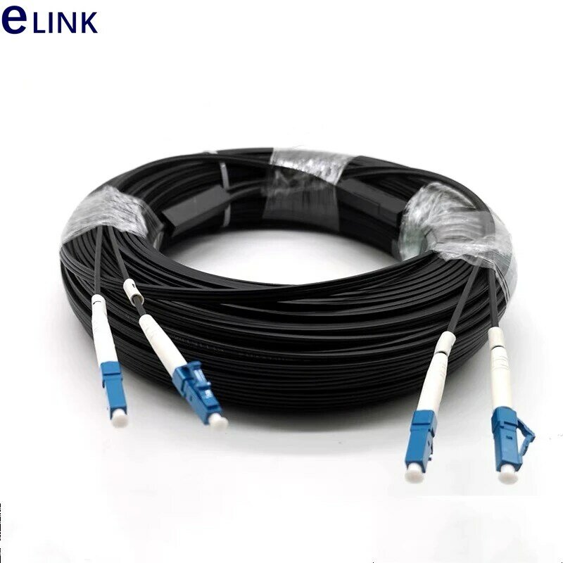 Zewnętrzny kabel krosowy optyczny o długości 10m LC jednomodowy kabel światłowodowy typu Simplex FTTH Drop G652D kabel jumper 2 rdzeniowe 3 stale