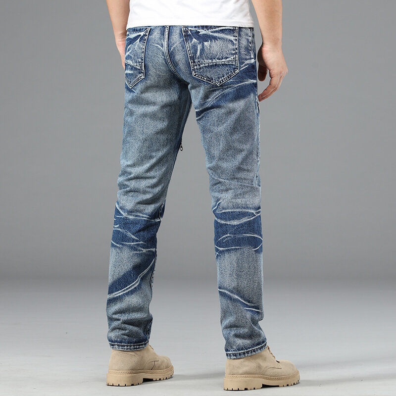 Calças Jeans Masculinas Lavadas Com Bordado Com Caveira, Y2k