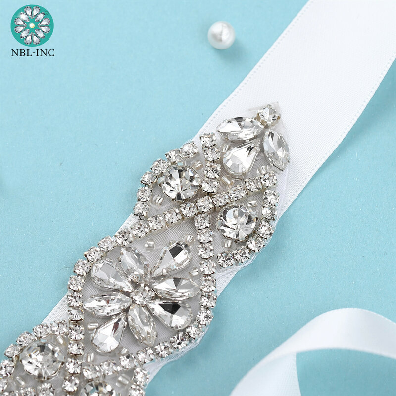 (1 Buah) Berlian Imitasi Sabuk Pengantin Pernikahan dengan Kristal Berlian Gaun Pengantin Aksesori Sabuk Pengantin untuk Gaun Pengantin WDD1043