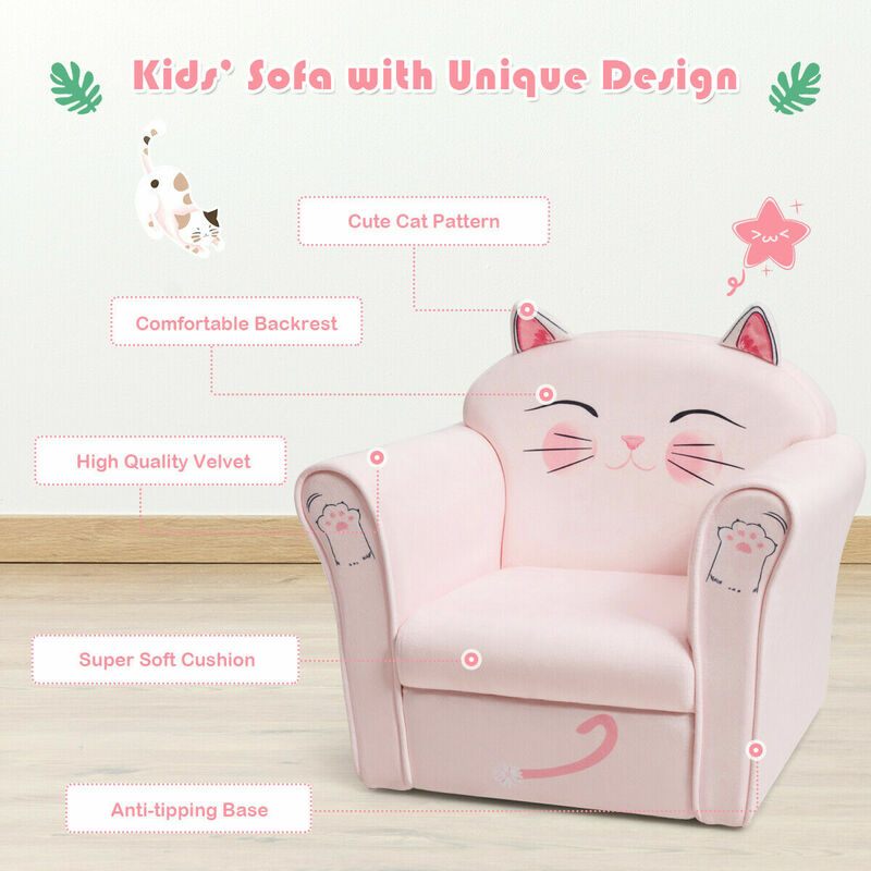 子供のための猫のソファのアームレスト,布張りのソファ,幼児の家具,ギフト,hw65438