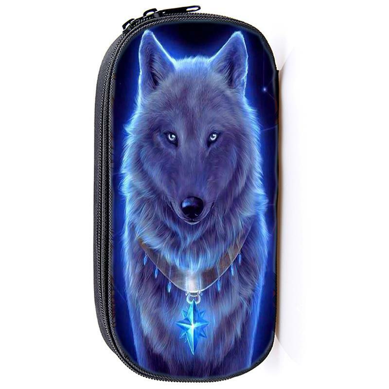 Beautiful Animal Wolf Cosmetic Cases Multifunctional Pencil Case Boys Girls Wolf Pencil Bags Pencil Holder Kids Stationery Bag