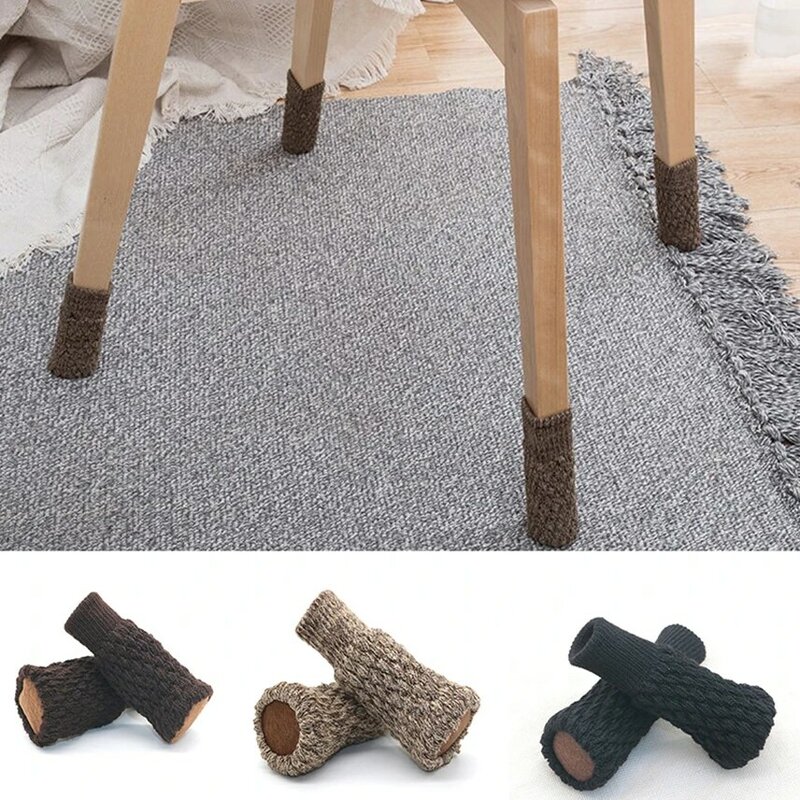 1PC Knitted Chair Leg Socks Furniture Table Feet Leg Floor Protectors Covers Sound Proof Non-slip Chair Leg Caps Furniture Sock