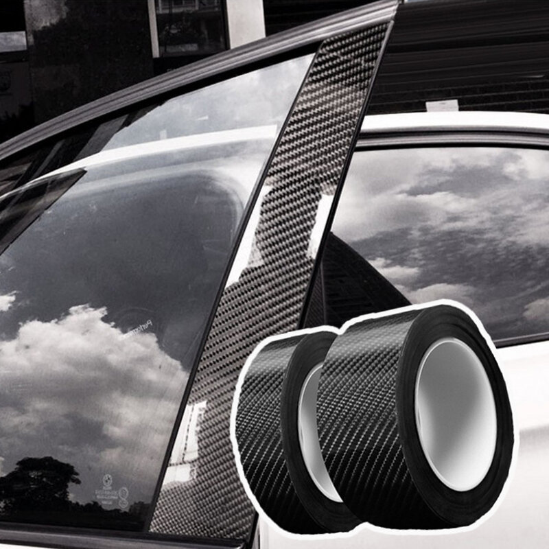 Stiker Mobil Serat Karbon DIY Strip Pelindung Pasta Ambang Pintu Otomatis Cermin Samping Pita Anti Gores Film Perlindungan Tahan Air