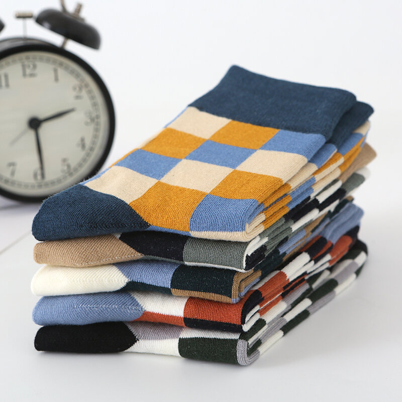 Chaussettes en coton peigné pour hommes, 5 paires, colorées, à la mode, décontractées, confortables, respirantes
