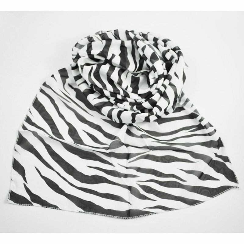SODIAL-chal a rayas para mujer, bufanda de gasa, Pashmina, color blanco y negro, para regalo