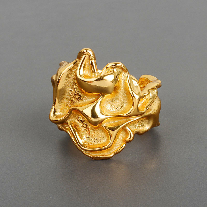 925 Sterling Silber Bump Matte Gold Farbe Ringe Retro Doppel Schichten Distressed Öffnung Handgemachte Ring Mode Edlen Schmuck