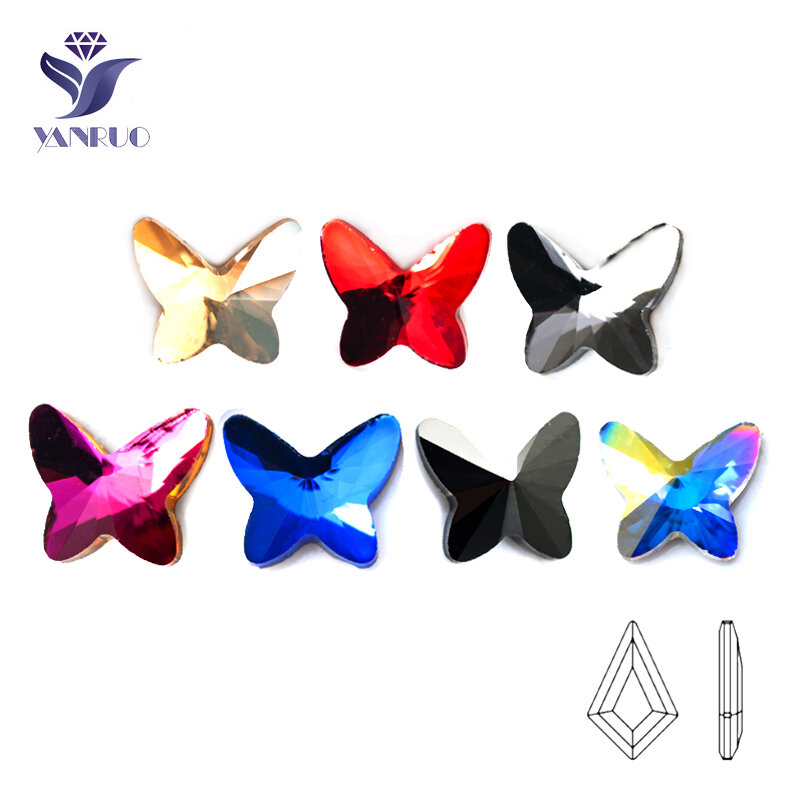 Crystal Butterfly Nail Strass 5mm vari colori Glitter 3D Strass di vetro decorativo accessori di bellezza Manicure per Nail Art