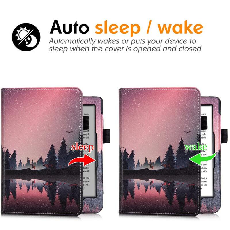 AROITA Stand Case for Kobo Clara HD - PU Leather Smart Protective Sleeve Cover with Hand Strap/Magnetic Closure/Auto Sleep/Wake