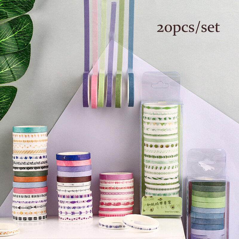 10/20Pcs Adhesive Tapes Stickers Decorative Stationery Tapes Black Foiled Washi Tape Japanese Paper DIY Planner Masking Tape